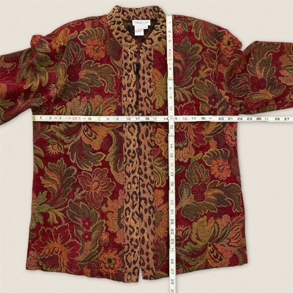 Vintage 90s Floral Leopard Pattern Tapestry Jacket Coldwater Creek - Size Large - Picture 3 of 5